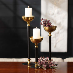 Gold & Ebony Candle Holder Set
