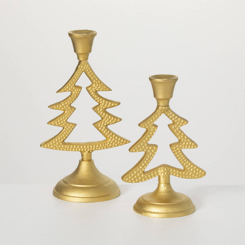 Brass Tree Taper Candleholders