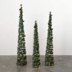 Tall Led Pine Cone Tree Set 3