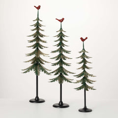 Cardinal-Topped Pine Tree Set
