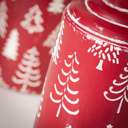 Red Tree Motif Vase Set Of 2