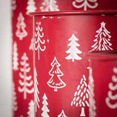 Red Tree Motif Planter Set 3