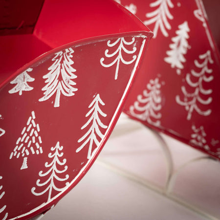 Red Tree Motif Sleigh Set Of 2