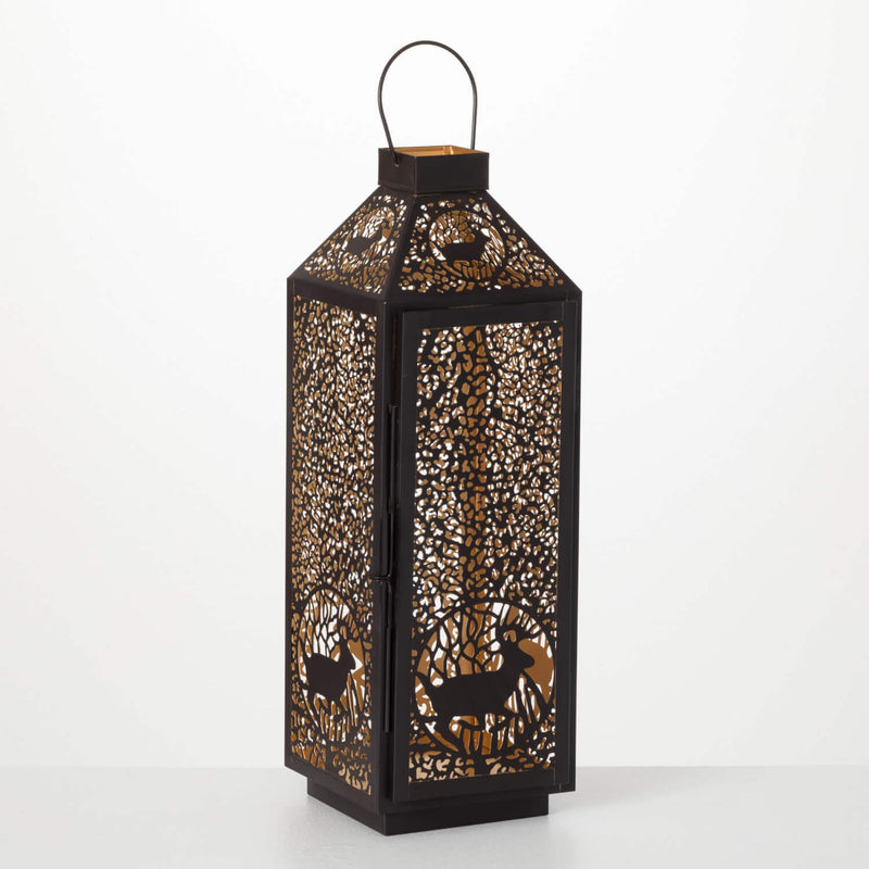 Rustic Metal Deer Lantern