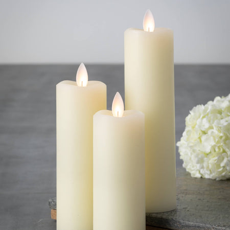 Cream Slim LED Pillar Candle Set