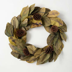 Magnolia And Pine Cone Wreath