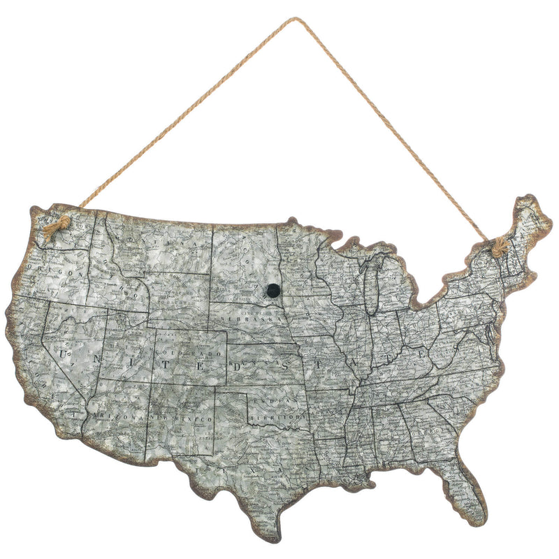 Galvanized Industrial Territory Map Wall Art