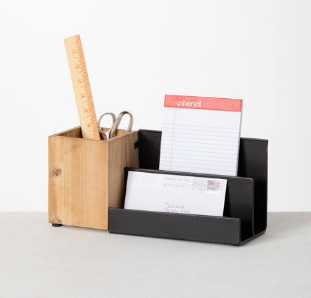 Modern Classic Desk Caddy with Mail Organizer