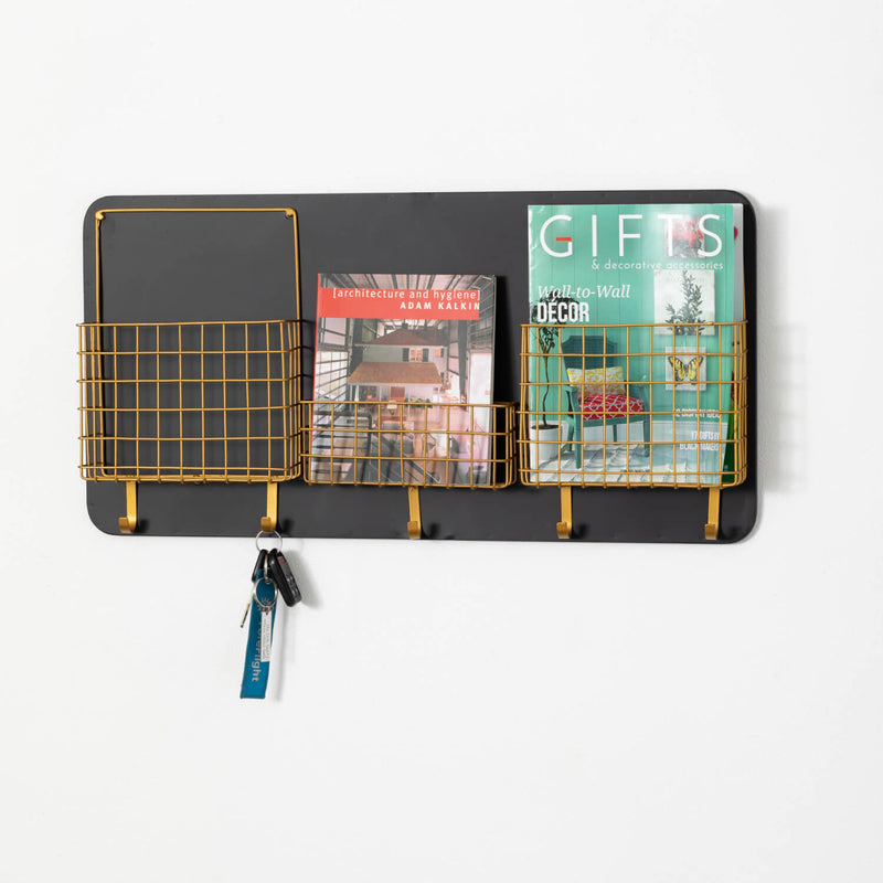 Golden Mesh Wall Pocket Organizer
