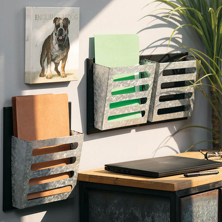 Modern Galvantized Wall Pocket Organizer - Single