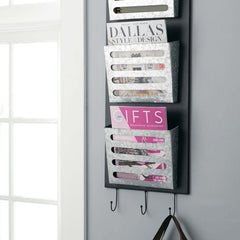 Modern Galvantized Wall Pocket Organizer - Triple
