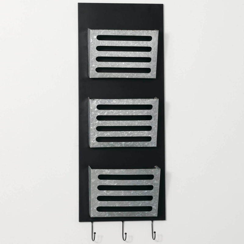 Modern Galvantized Wall Pocket Organizer - Triple