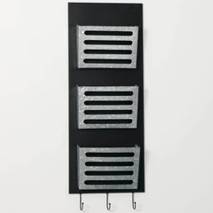 Modern Galvantized Wall Pocket Organizer - Triple
