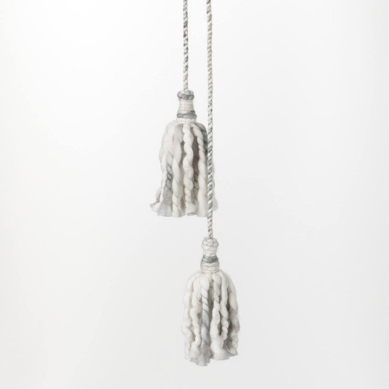 Gray And White Yarn Tassel Garland Christmas Ornament