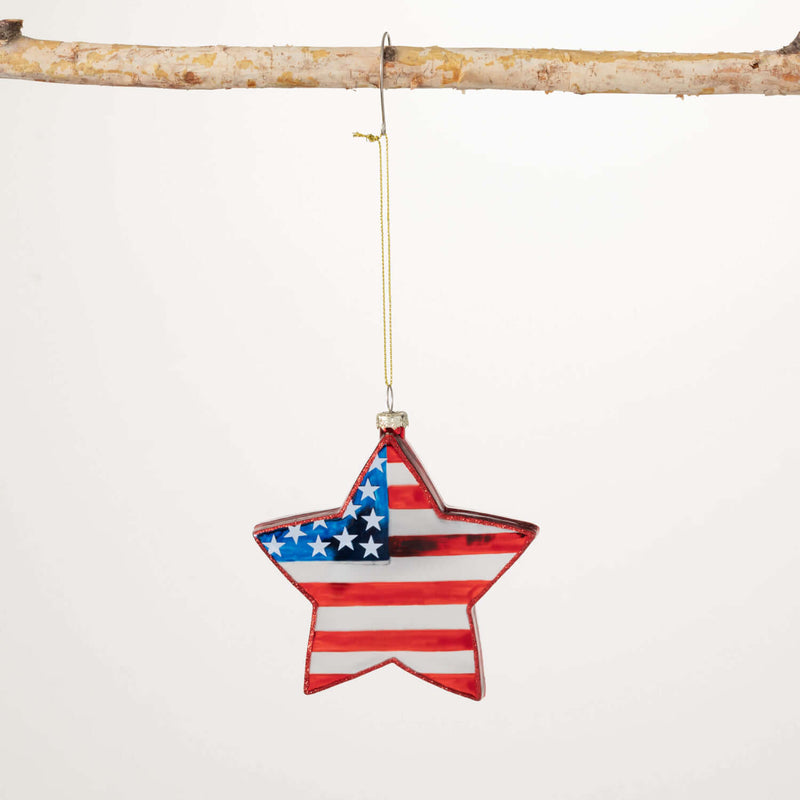 Patriotic Glass Star Ornament