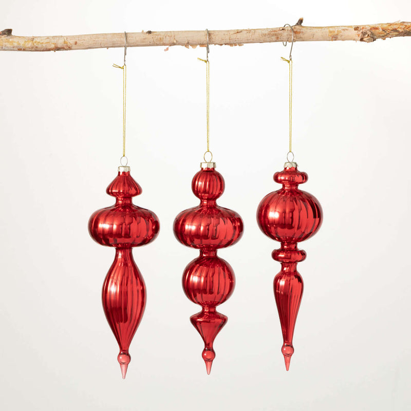 Cranberry Red Finial Ornaments