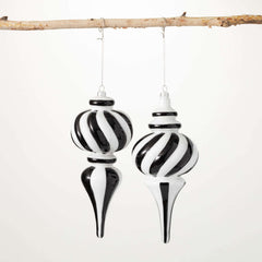 Black & White Striped Finials