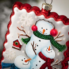 Glass Snowman Family Ornament