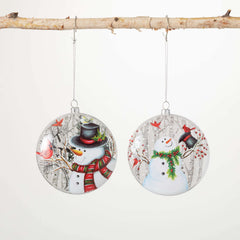 Painted Snowman Disc Ornaments