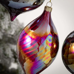 Iridescent Red Ornament Set 3
