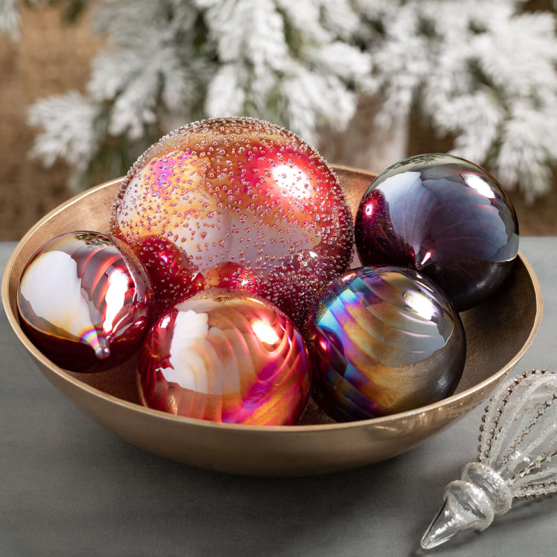 Iridescent Red Ornament Set 3