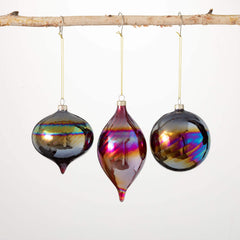 Iridescent Red Ornament Set 3