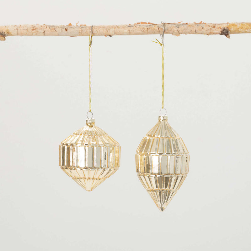 Gold Mirrored Ornament Set
