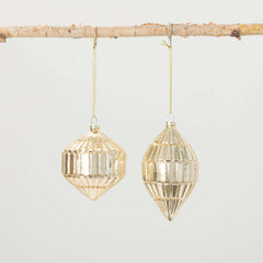Gold Mirrored Ornament Set