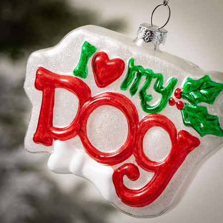 "I Love My Dog" Glass Ornament