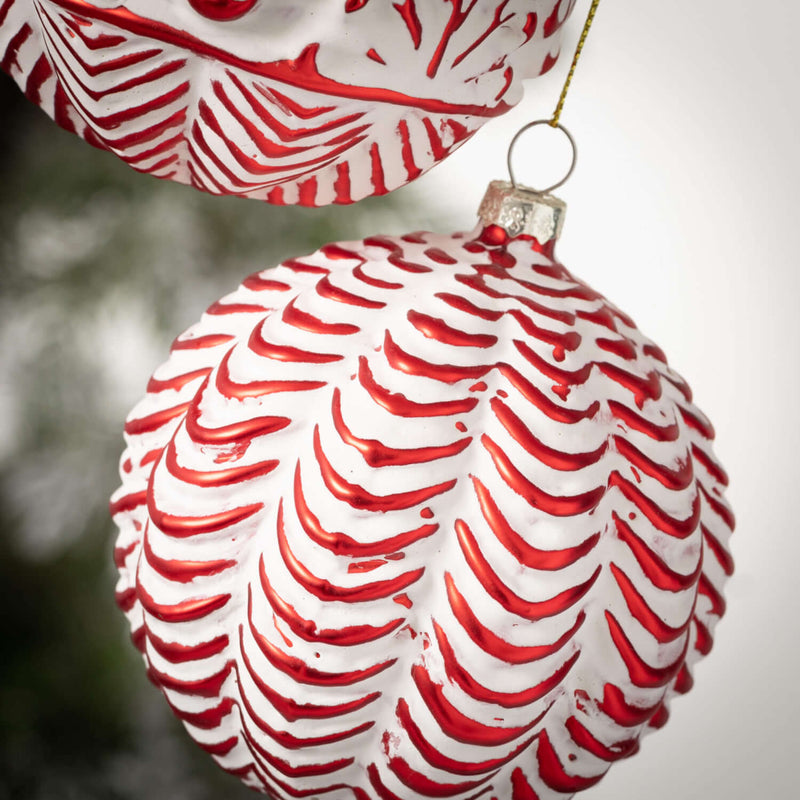 Red Embossed Ball Ornament Set