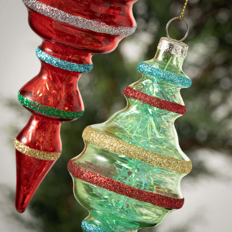 Glitter-Trimmed Finial Set