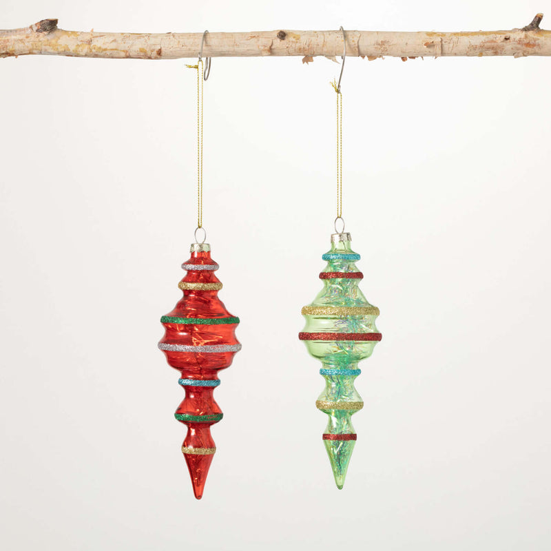 Glitter-Trimmed Finial Set