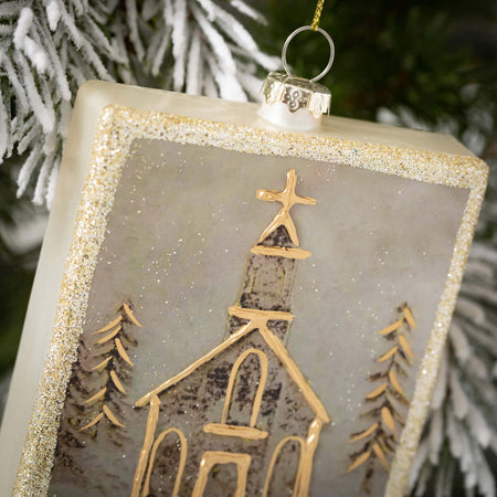 Glass Church & Cross Ornaments
