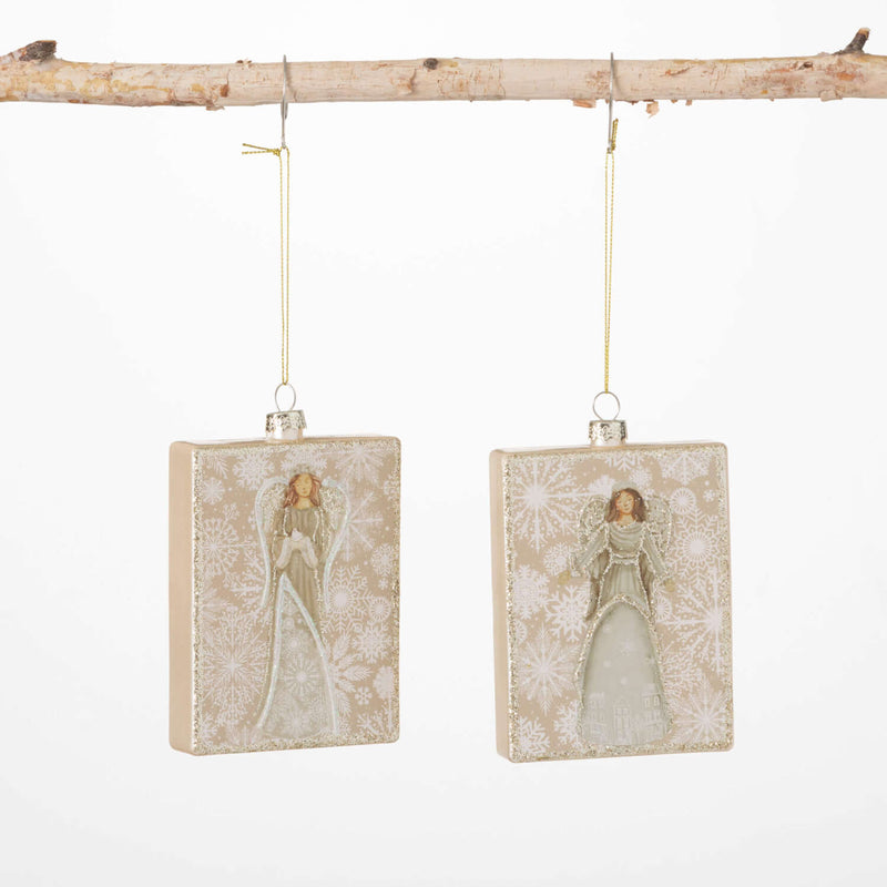 Square Glass Angel Ornaments