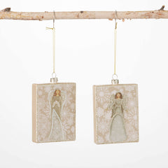 Square Glass Angel Ornaments