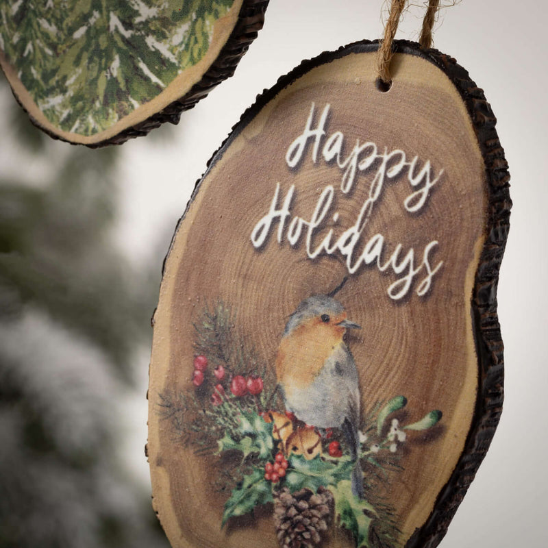 Rustic Stump Slice Ornaments