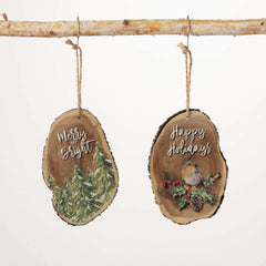 Rustic Stump Slice Ornaments