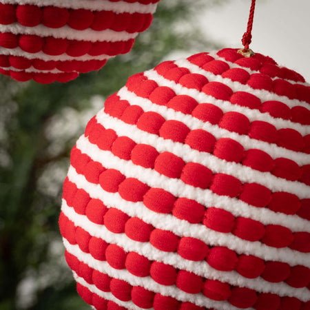 Red & White Pompom Ornaments