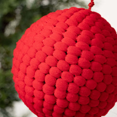 Red Pompom Ball Ornament