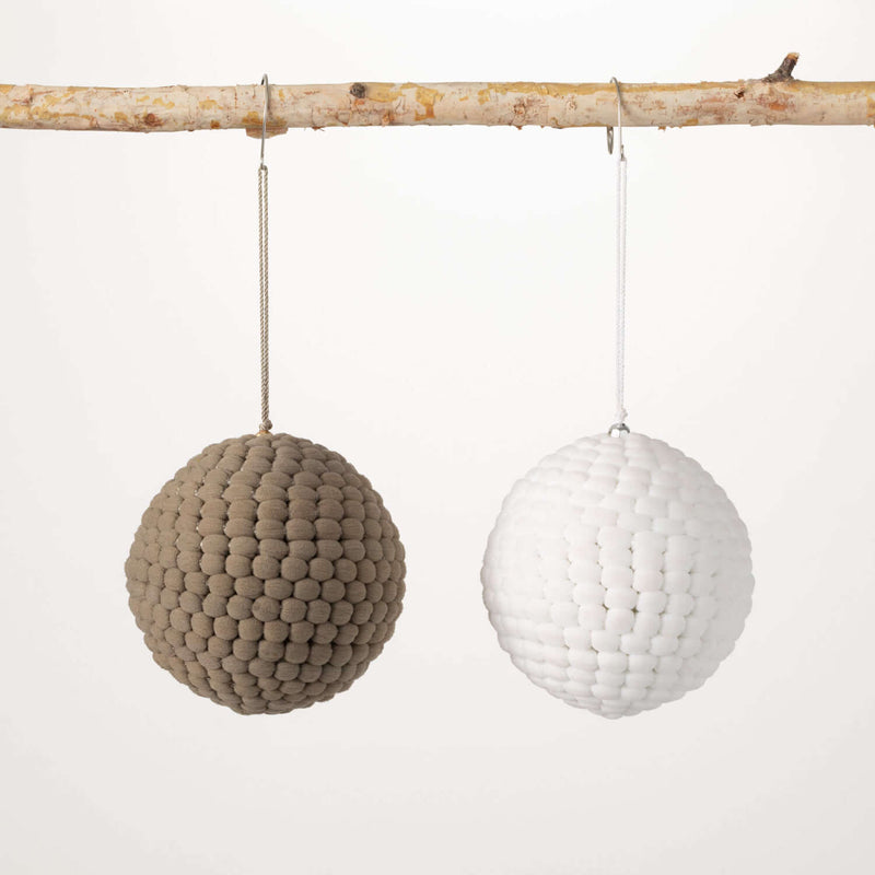 Gray & White Pompom Ornaments