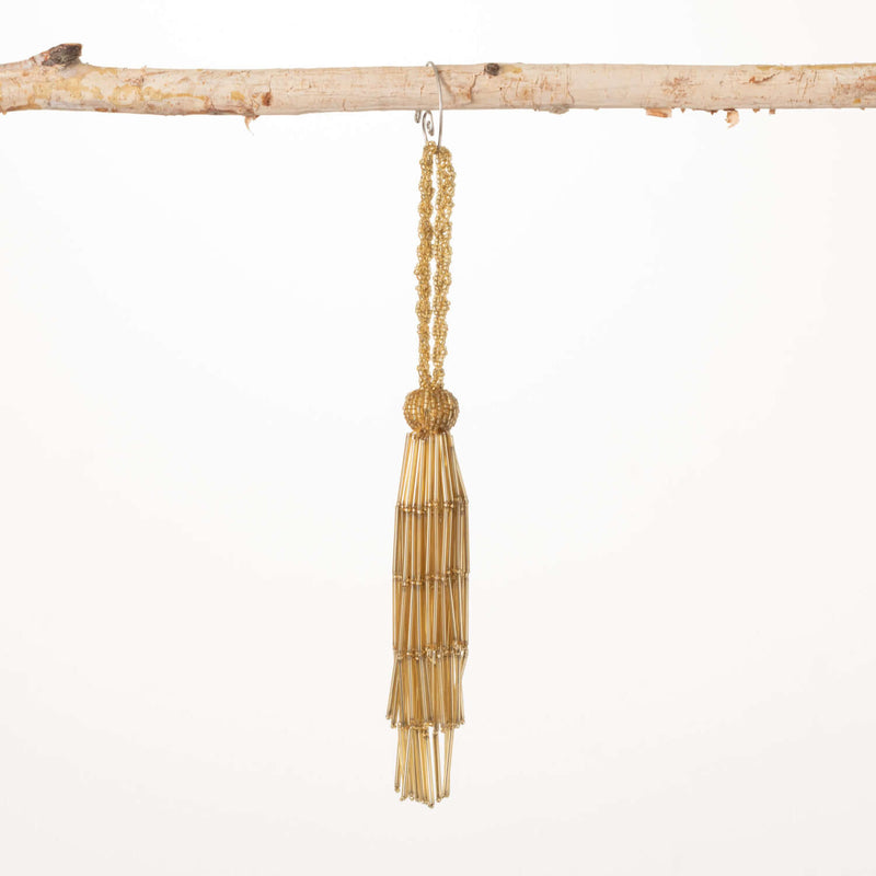 Gold Beaded Tassel Ornament