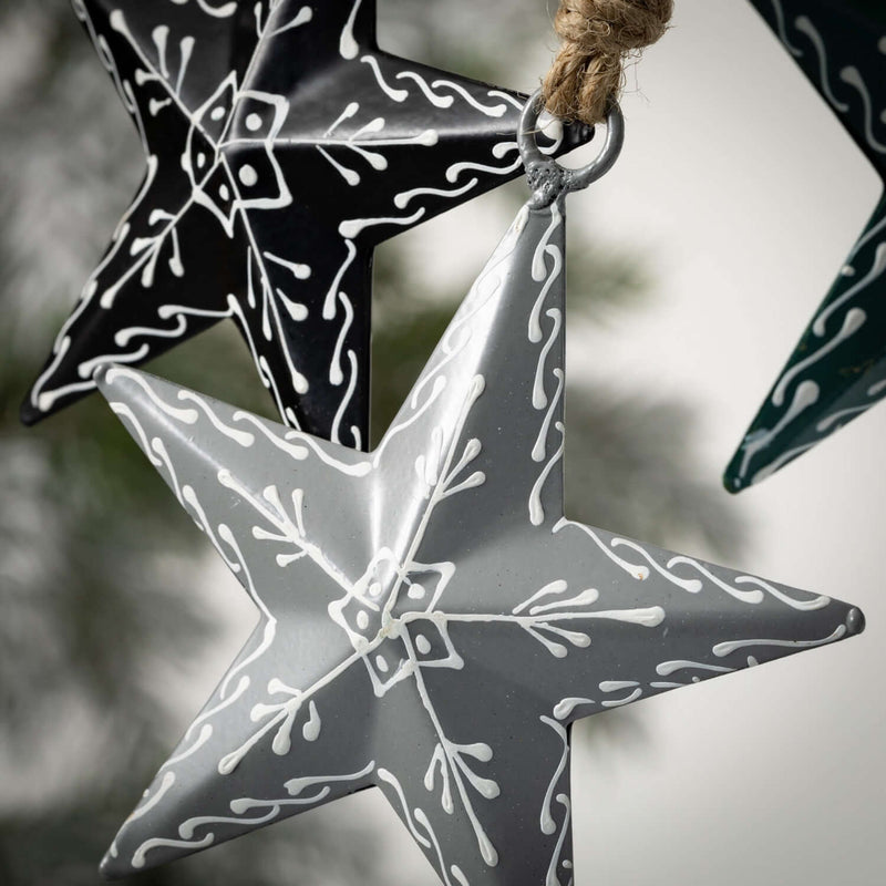 Scandi Metal Star Ornaments