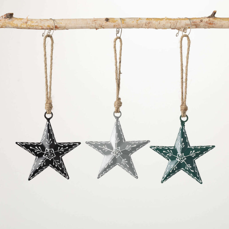 Scandi Metal Star Ornaments