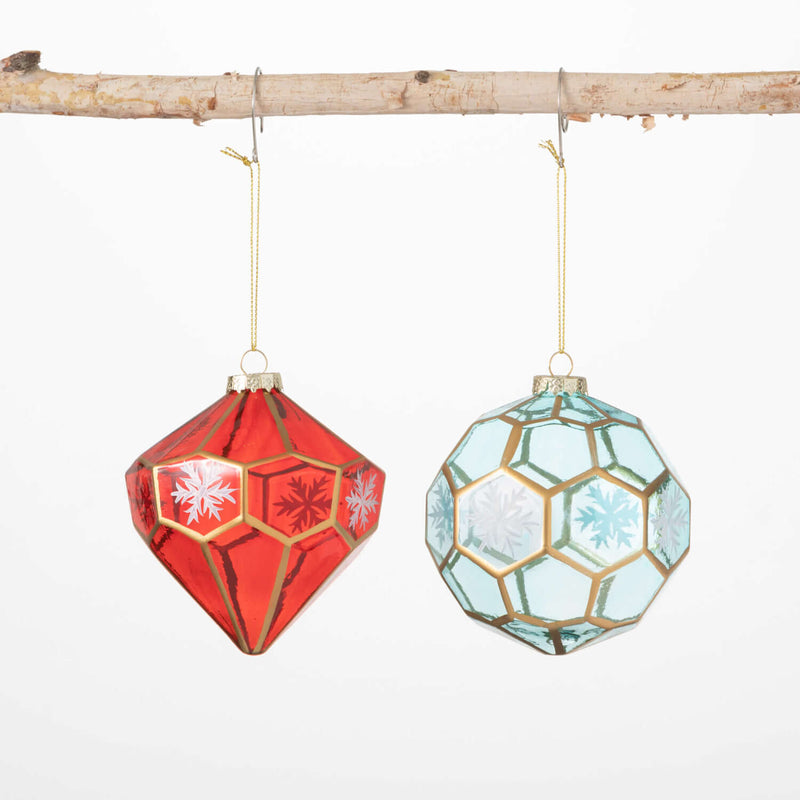 Faceted Colored Ornament Set 2