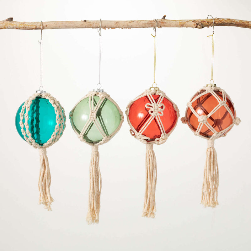 Macrame And Glass Ornament Set