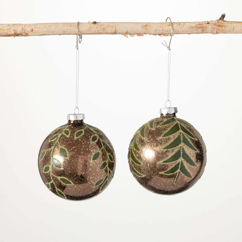 Shimmer Leaves Ornament Set 2