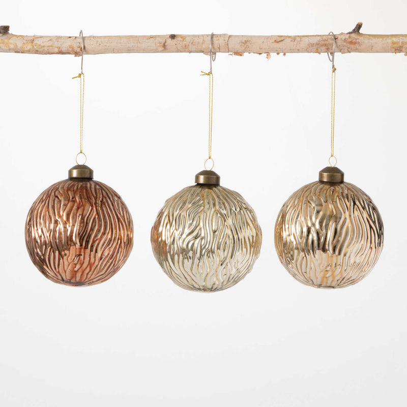 Metallic Textured Ornament Set