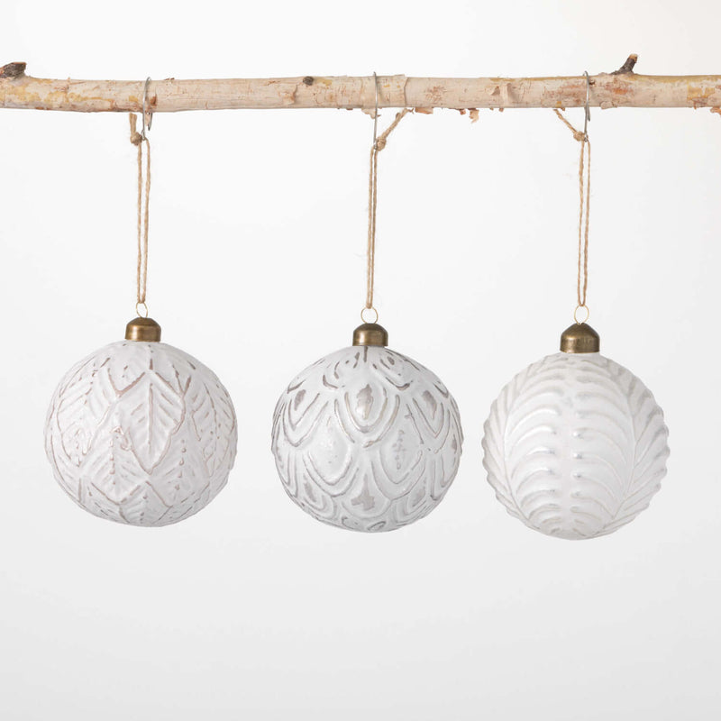 White Patterned Ornament Set 3
