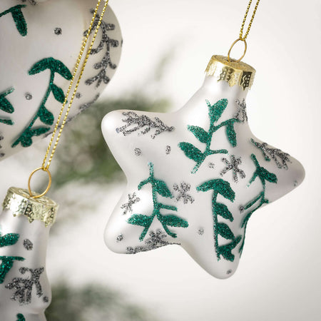 Glittered Motif Ornament Set