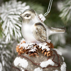 Glass Bird-On-Ball Ornaments
